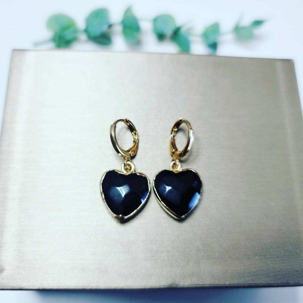 Black Onyx heart Earrings ❤